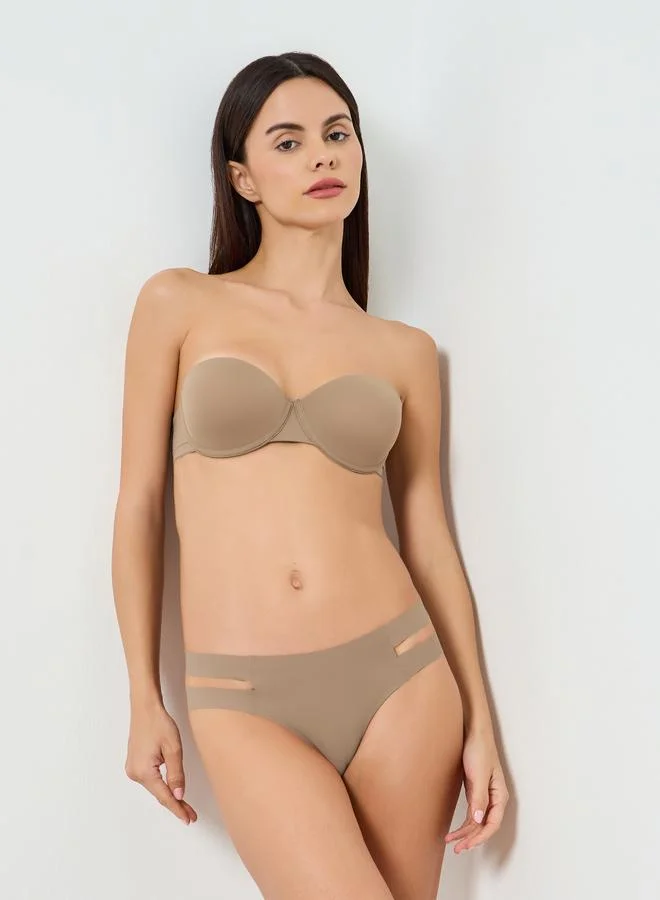 تايك تو حمالة صدر سادة بحشوة وأسلاك وحمالات شفافة قابلة للفصل